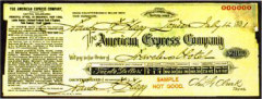 Курьерская служба American Express запатентовала первый в истории дорожный чек